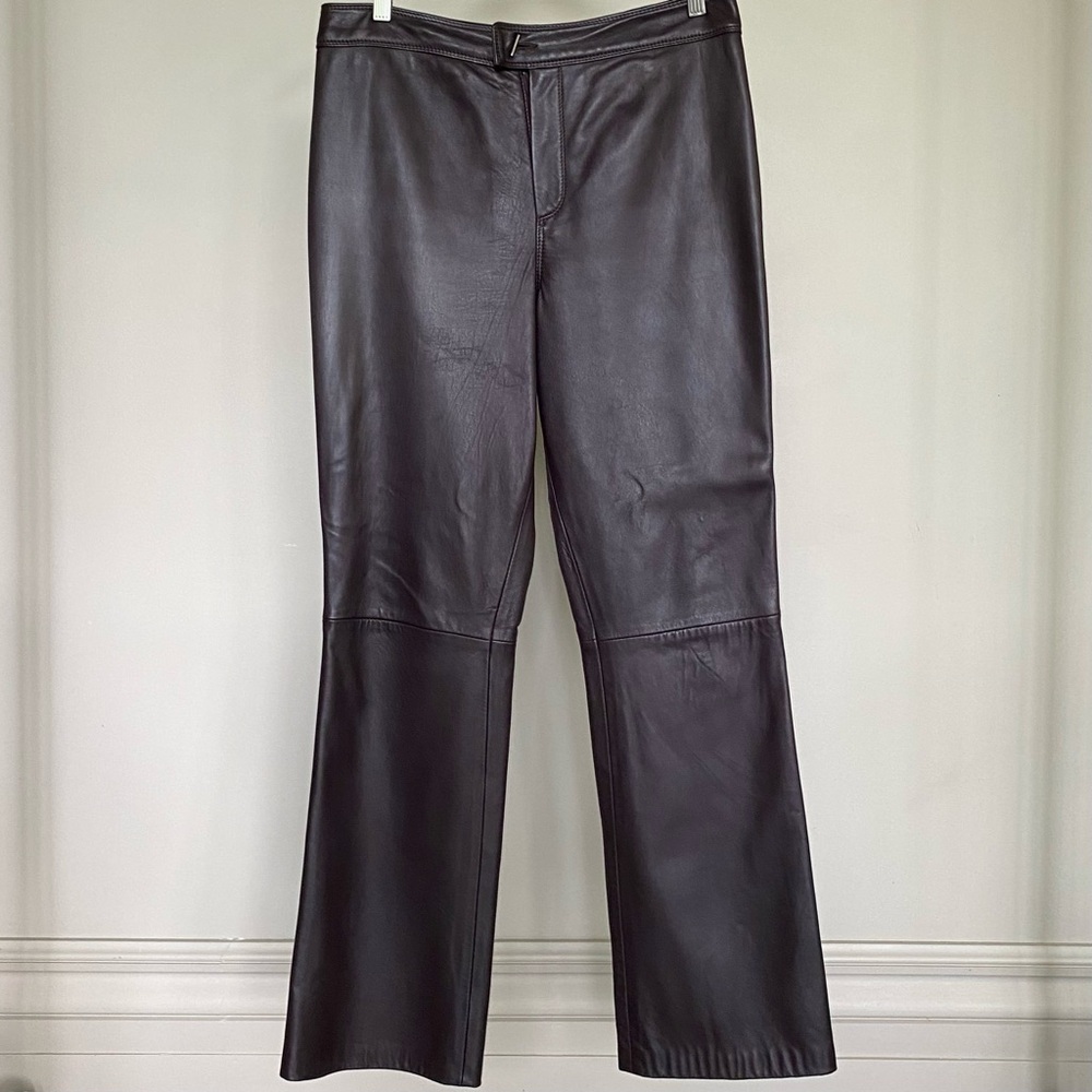 Vintage Michel Ambers 100% genuine leather dark aubergine high-waisted pants. 💜 - Picture 4 of 7